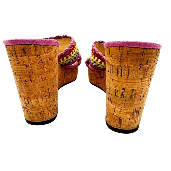 JESSICA SIMPSON 8.5 Purple Satela Cork Wedge Slip On Crochet Strap Sandals Y2K - Picture 4 of 9